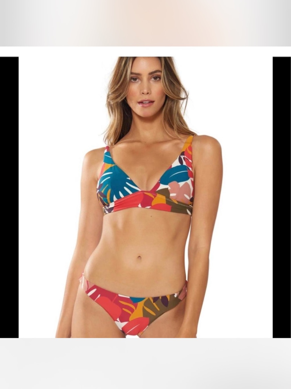 Red Carter bikini Tropical Print V-Neck Bikini Set - Multi